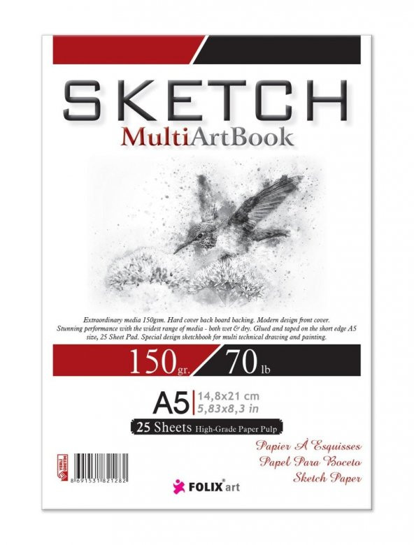 Zigana A5 Tutkallı Sketchbook 150 gr. Beyaz 25 yaprak