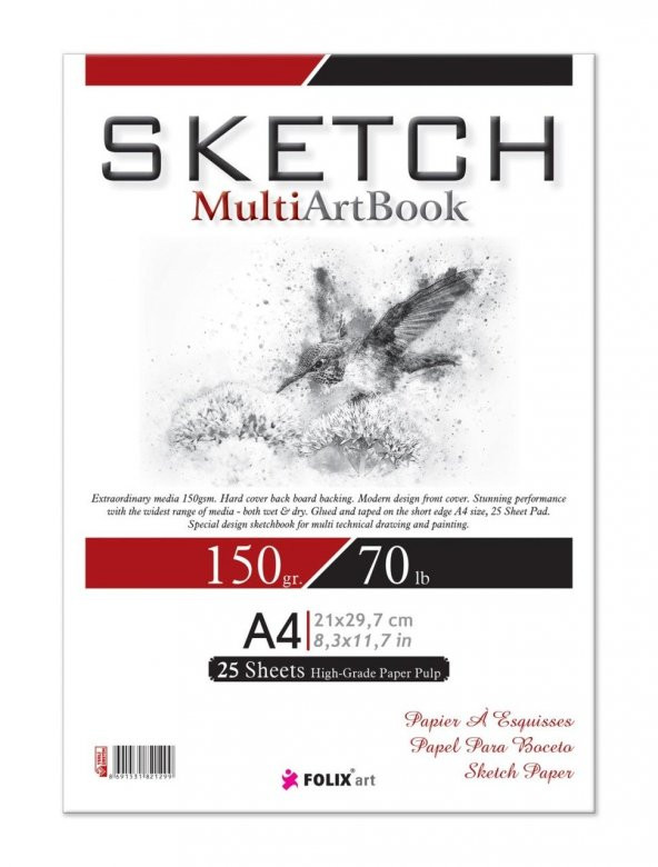 Zigana A4 Tutkallı Sketchbook 150 gr. Beyaz 25 yaprak