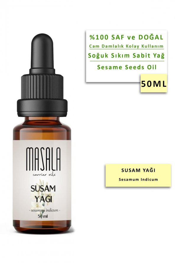 Masala Susam Yağı 50 ml. Soğuk Pres (Sesame Seed Carrier Oil) ürün görseli