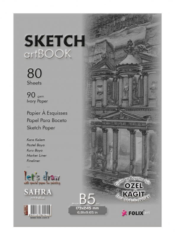 Sketchbook Sahra B5 Tutkallı 90 gr. IVORY 17,3x24,5 cm 80 yaprak