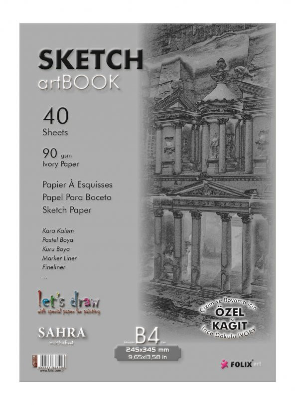 Sketchbook Sahra B4 Tutkallı 90 gr. IVORY 24,5x34,5 cm 40 yaprak