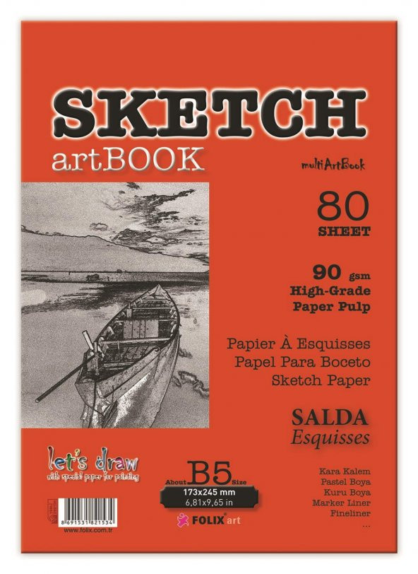 Sketchbook Salda B5 Tutkallı 90 gr. Beyaz 17,3x24,5 cm 80 yaprak