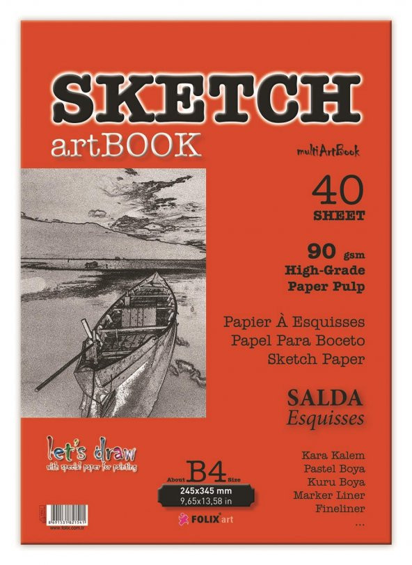 Sketchbook Salda B4 Tutkallı 90 gr. Beyaz 24,5x34,5 cm 40 yaprak