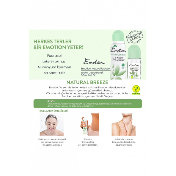 Emotion Natural Breeze Deodorant 150 ml x 2 Adet - Resim 3