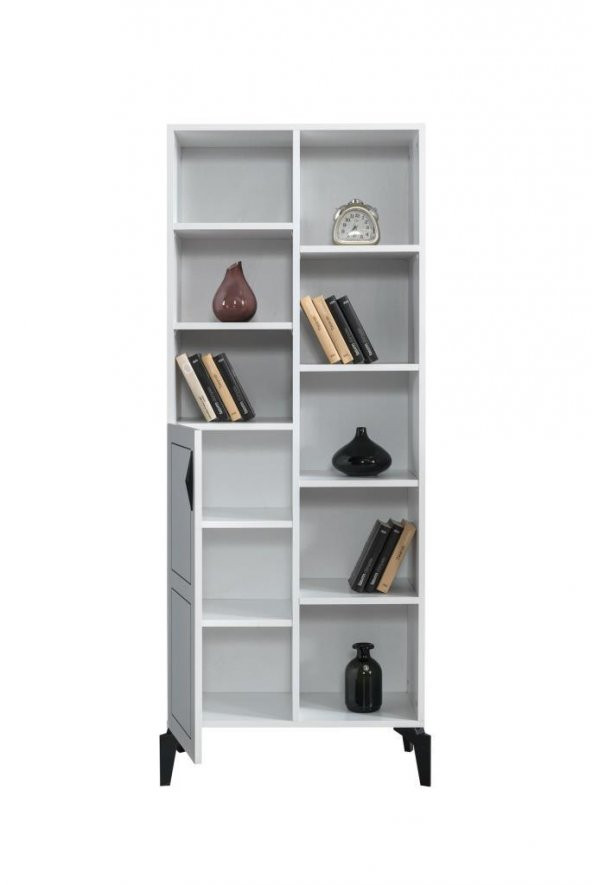 Çizgi Kitaplık Raflı Kapaklı 70x37x180cm - 2