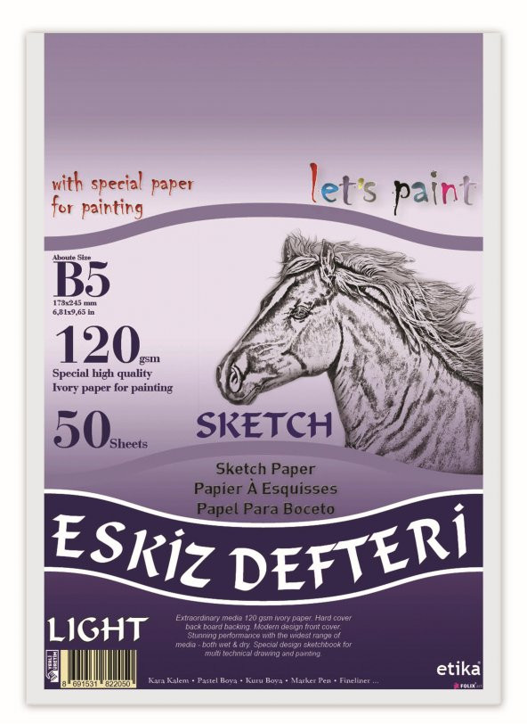 Sketchbook 120 gr. 17x24 cm LIGHT Ivory 50 yaprak Tutkallı Eskiz Defteri