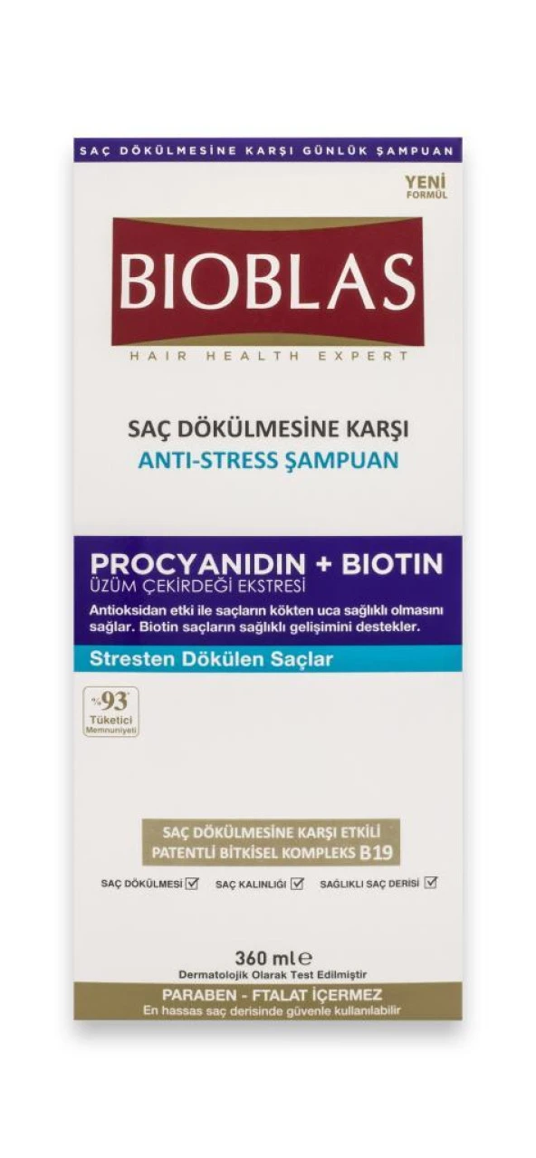 Bioblas Procyanidin + Biotin Anti-Stress Şampuan 360 ml - Resim 3