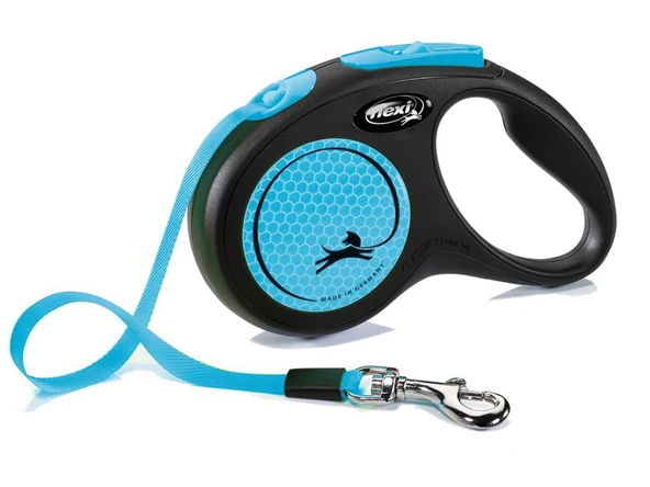 Flexi Geri Çekilebilir Tasma Neon Bant Mavi S 5 Mt