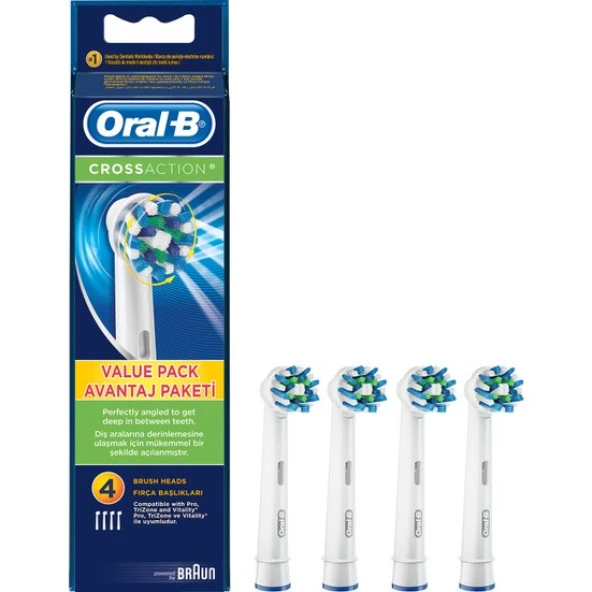 Oral-B Diş Fırçası Yedek Başlığı Cross Action 4 adet