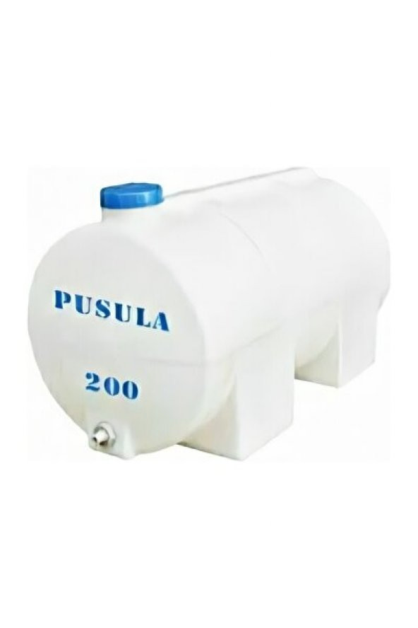 Pusula Su Depoları Polietilen 200 LT Beyaz Yatay Su Deposu / Vanalı - 1