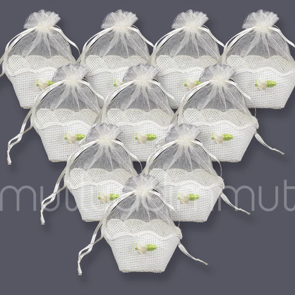 12 Adet Kına Çerezlik Hediye Çantası Kare