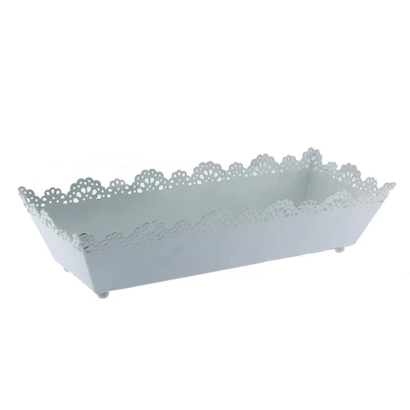 12x31cm Metal Tepsi Saksı Dikdörtgen Sepet - 3