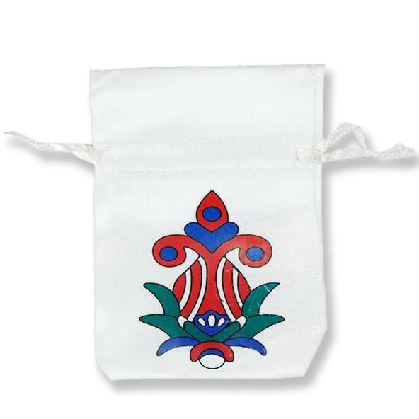 12 Adet Lale Motifli Saten Kese 7x9cm - Resim 2