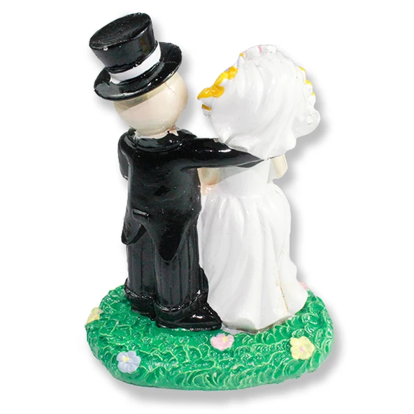 1 Adet 9,5cm Fötr Şapkalı Damat Ve Gelin Büyük Biblo - 4