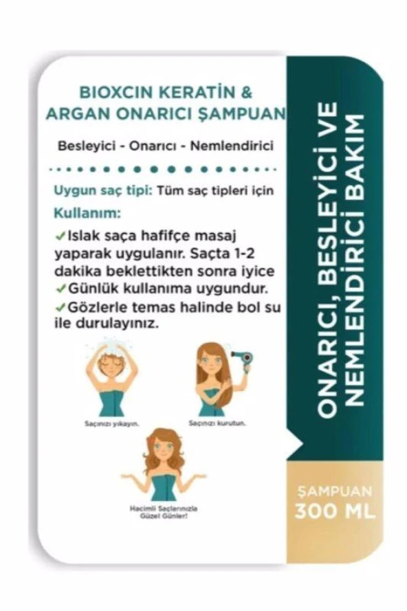 Bioxcin Keratin Argan Onarıcı Şampuan 300 ml - 2