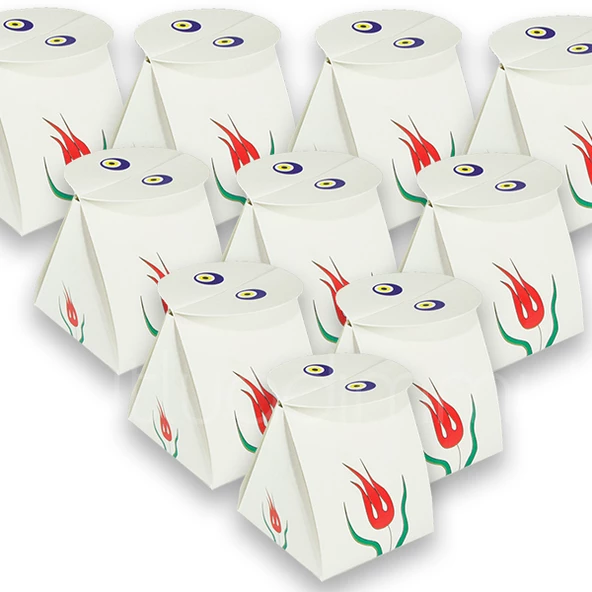 50 Adet İçinde Kına Olan Kına Kutusu Lale Motif - Resim 2