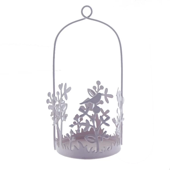 12 Adet Kuşlu Metal Mumluk Küçük Sepet - 5