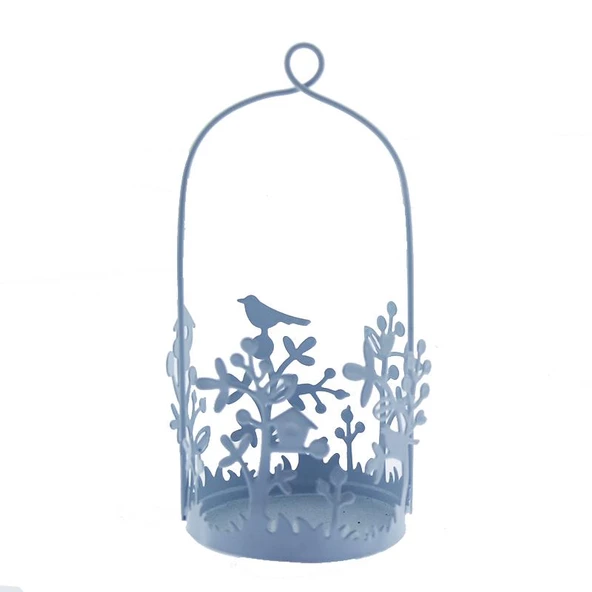 12 Adet Kuşlu Metal Mumluk Küçük Sepet - 3