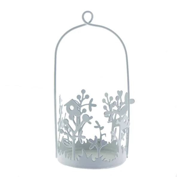 12 Adet Kuşlu Metal Mumluk Küçük Sepet - 7