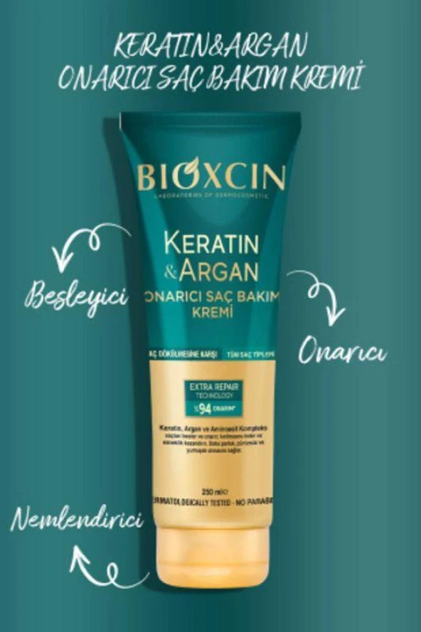 Bioxcin Keratin Argan Onarıcı Saç Bakım Kremi 250 ml - Resim 4