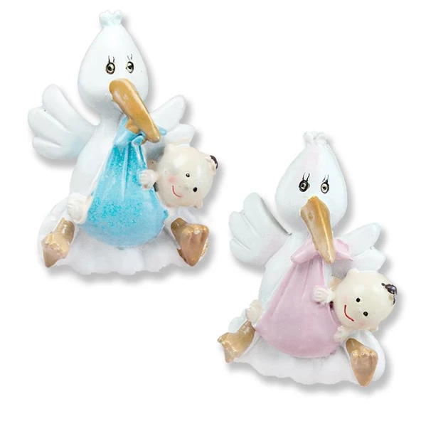 12 Adet Gagasında Bebek Taşıyan Leylek Biblo - Resim 3