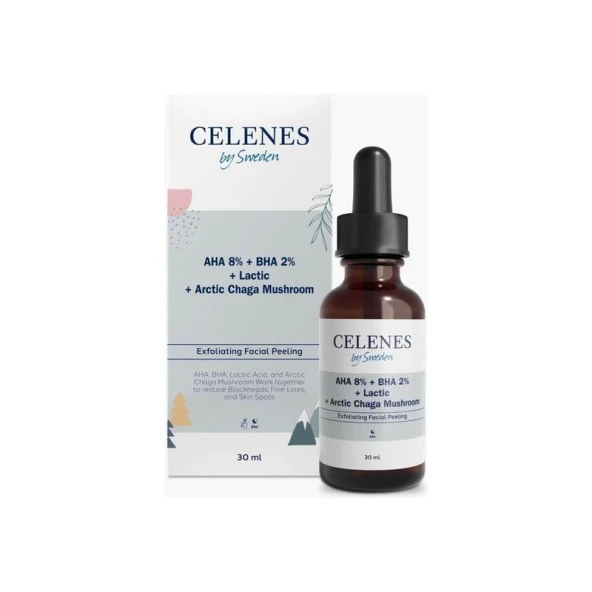 Celenes AHA + BHA + Lactic + Arctic Chaga Musroom Cilt Bakım Serumu 30 ml