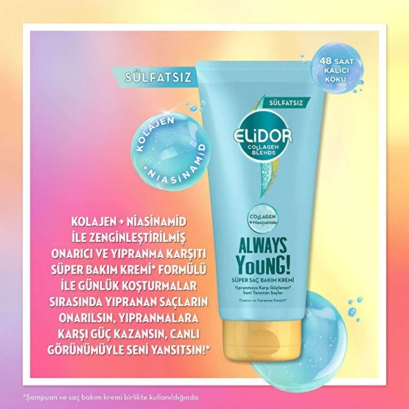Elidor Collagen Blends Onarıcı Sülfatsız Saç Bakım Kremi 170 ml - 5