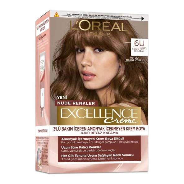 L’Oréal Paris Excellence Creme Nude Renkler Saç Boyası - 6U Nude Koyu Kumral ürün görseli 1