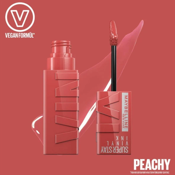 Maybelline New York Super Stay Vinyl Ink Likit Parlak Ruj - 15 Peachy - Resim 4