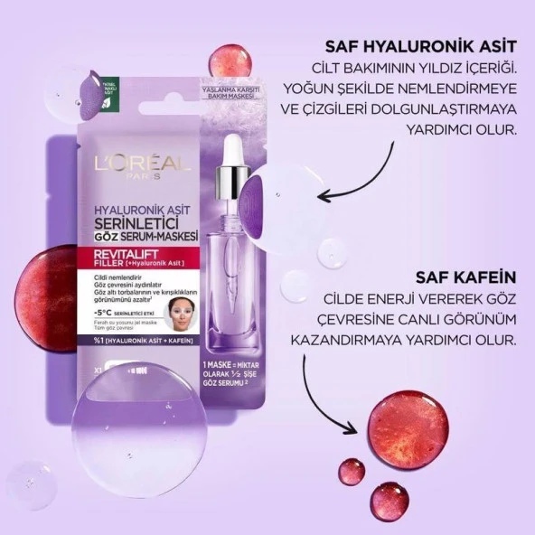 L’Oréal Paris Revitalift Filler Hyaluronik Asit Serinletici Kağıt Göz Serum Maskesi - 5