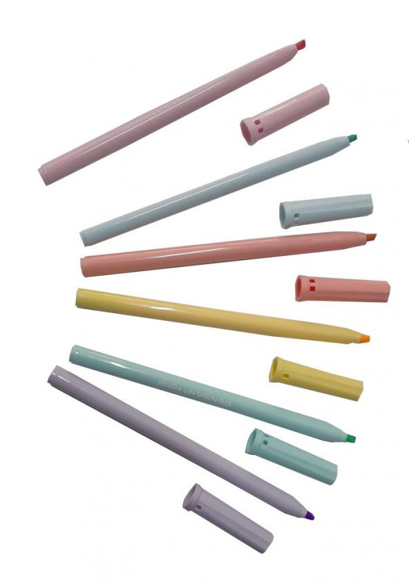 İşaret Kalemi Pastel Renkler Fosforlu Kalem 6 lı 1 Paket 5 mm Fosforlu Kalem Seti - 3