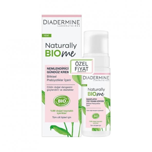 Diadermine Naturally Bio Me Nemlendirici Krem 50 ml + Yüz Yıkama Köpüğü 150 ml