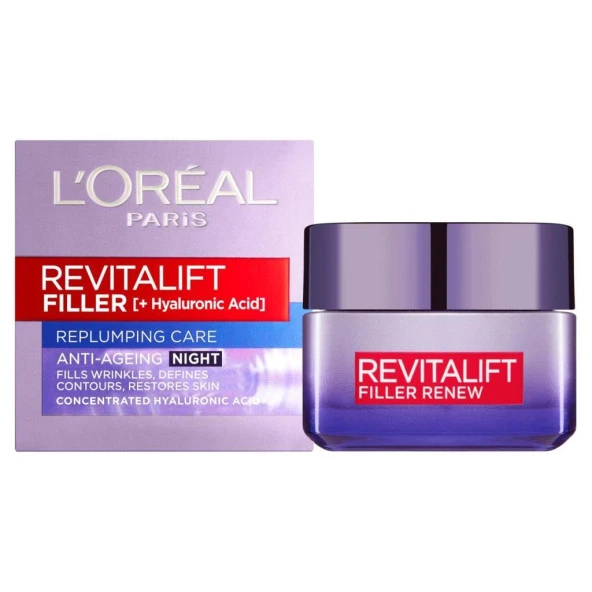 L’Oréal Paris Revitalift Filler Hyaluronik Asit Yoğun Dolgunlaştırıcı Yaşlanma Karşıtı Gece Kremi 50 ml