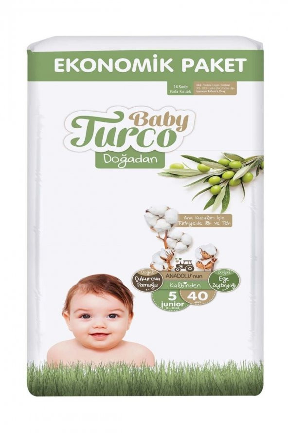 Baby Turco Bebek Bezi Ekonomik Paket 40li (5 Numara)