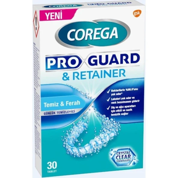 Corega Pro Guard & Retainer Temiz ve Ferah Günlük Temizleyici 30 Tablet