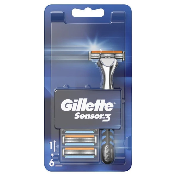 Gillette Sensor3 Tıraş Makinesi + Yedek Bıçak 6'Lı