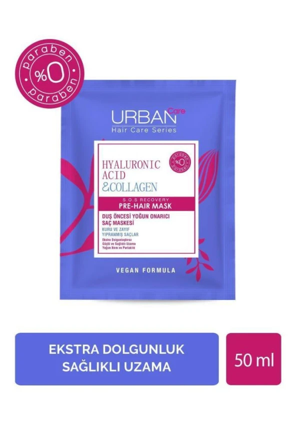 Urban Care Hyaluronic Acid & Collagen Duş Öncesi Yoğun Onarıcı Saç Maskesi 50 ml - 2