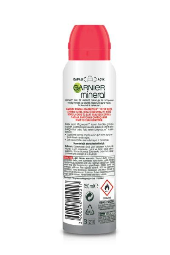 Garnier Mineral Magnezyum Ultra Kuru Kadın Sprey Deodorant 150 ml - 2