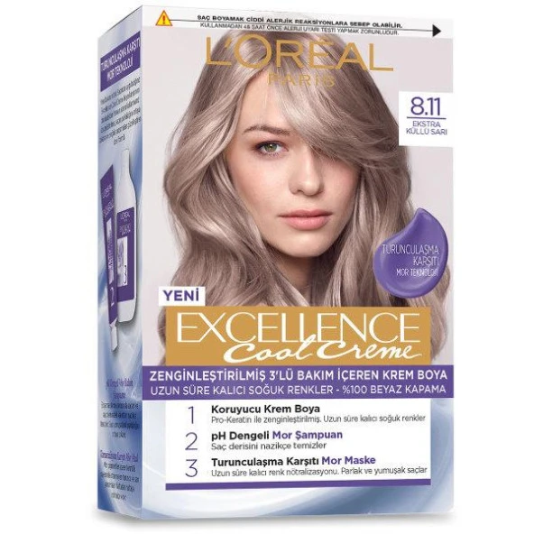 L’Oréal Paris Excellence Cool Creme Saç Boyası – 8.11 Ekstra Küllü Sarı