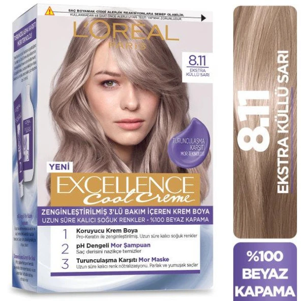 L’Oréal Paris Excellence Cool Creme Saç Boyası – 8.11 Ekstra Küllü Sarı - 2
