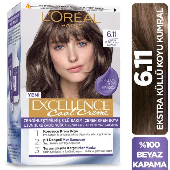 L’Oréal Paris Excellence Cool Creme Saç Boyası – 6.11 Ekstra Küllü Koyu Kumral - 2