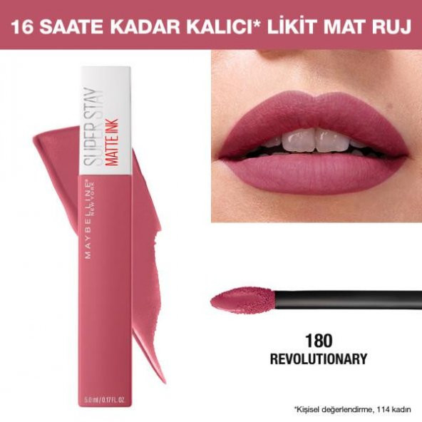 Maybelline New York Super Stay Matte Ink Likit Mat Ruj - 180 Revolutionary - Pembe - 2