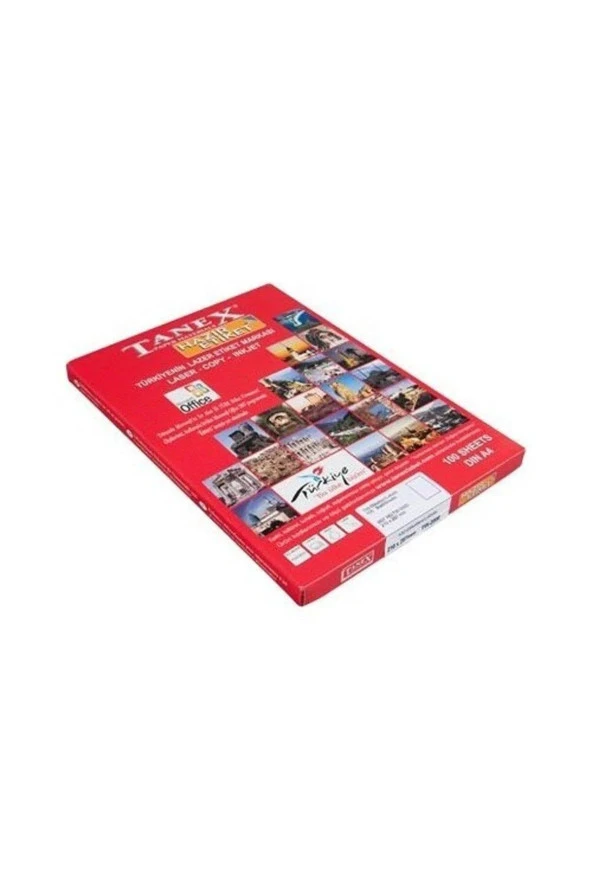 Tanex Laser Etiket 99.1 x 34 MM Flo Sarı 100 Yaprak Laser Yazıcı Etiketi