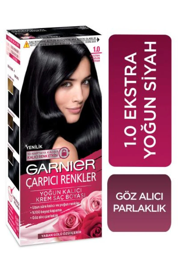 Garnier Çarpıcı Renkler Krem Saç Boyası - 1.0 Ekstra Yoğun Siyah - 2