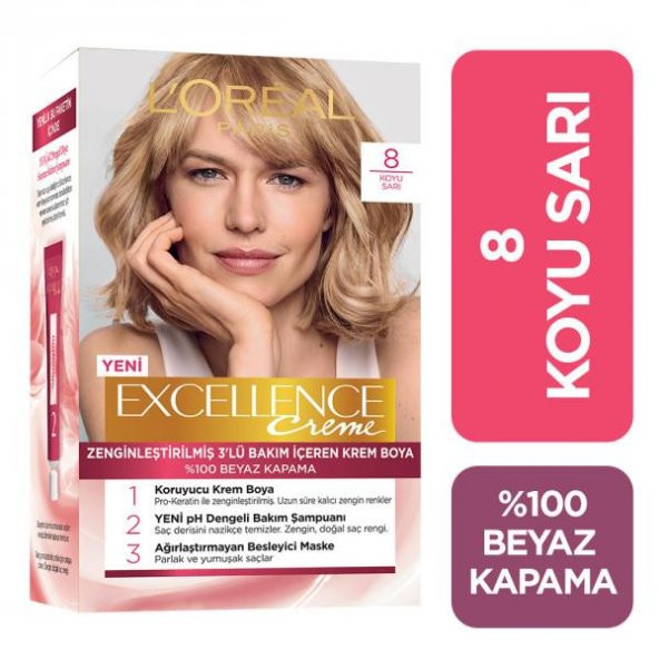 L’Oréal Paris Excellence Creme Saç Boyası - 8 Koyu Sarı - 2