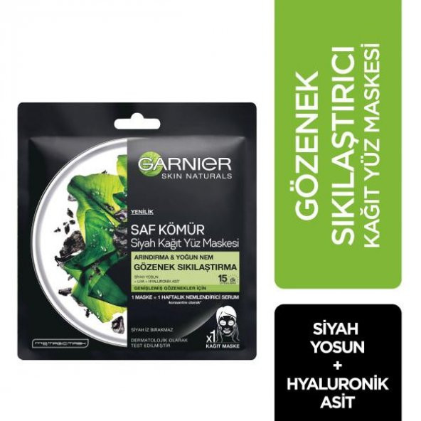 Garnier Saf Kömür Siyah Yosun Kağıt Gözenek Sıkılaştırıcı Yüz Maskesi - 2