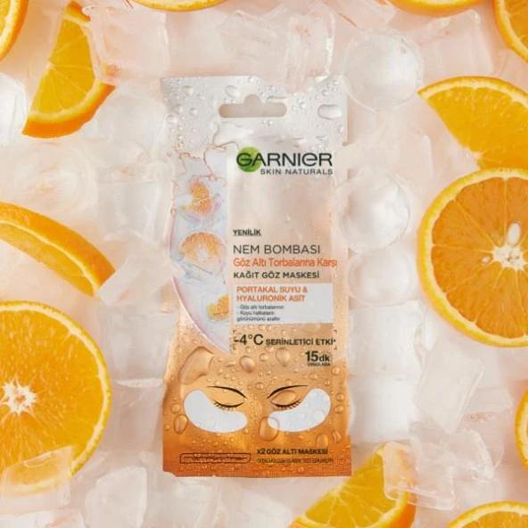 Garnier Nem Bombası Göz Altı Torbalarına Karşı Kağıt Göz Maskesi 6 gr - Portakal Suyu - 5