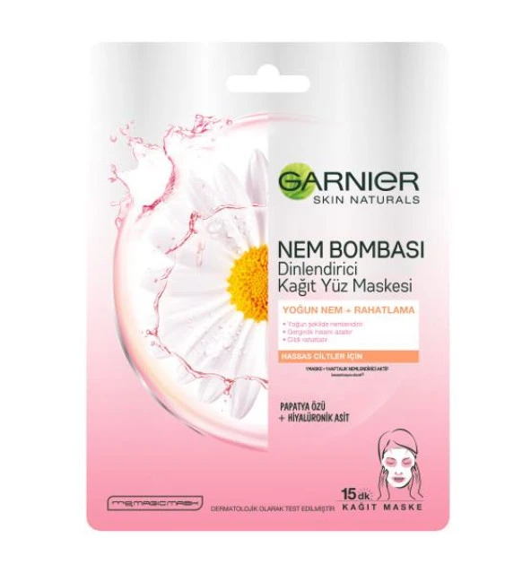 Garnier Nem Bombası Dinlendirici Kağıt Yüz Maskesi