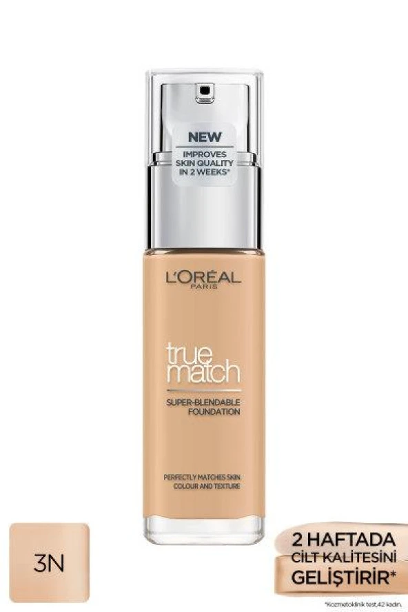 L’Oréal Paris True Match Bakım Yapan Fondöten - 3N Creamy Beige - 2