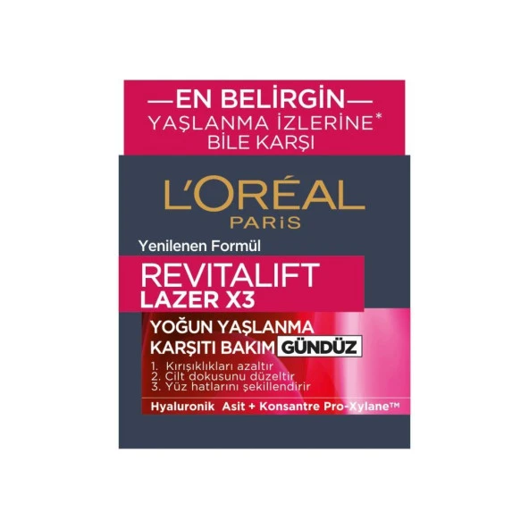 L’Oréal Paris Revitalift Lazer X3 Yoğun Yaşlanma Karşıtı Gündüz Bakım Kremi 50 ml